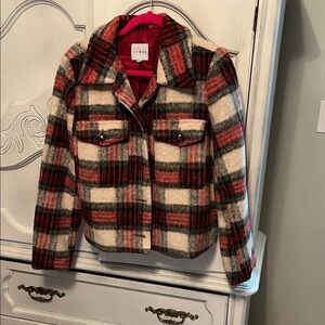 Cyrus Women's Checkered Teddy Jacket - Red, Black, Cream